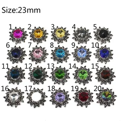 Vintage Round Shape Colorful Glass Button Sewing Clothing Wedding Invitations Decorate, Alloy Button, Scrapbooking, 23mm, 10 Pcs