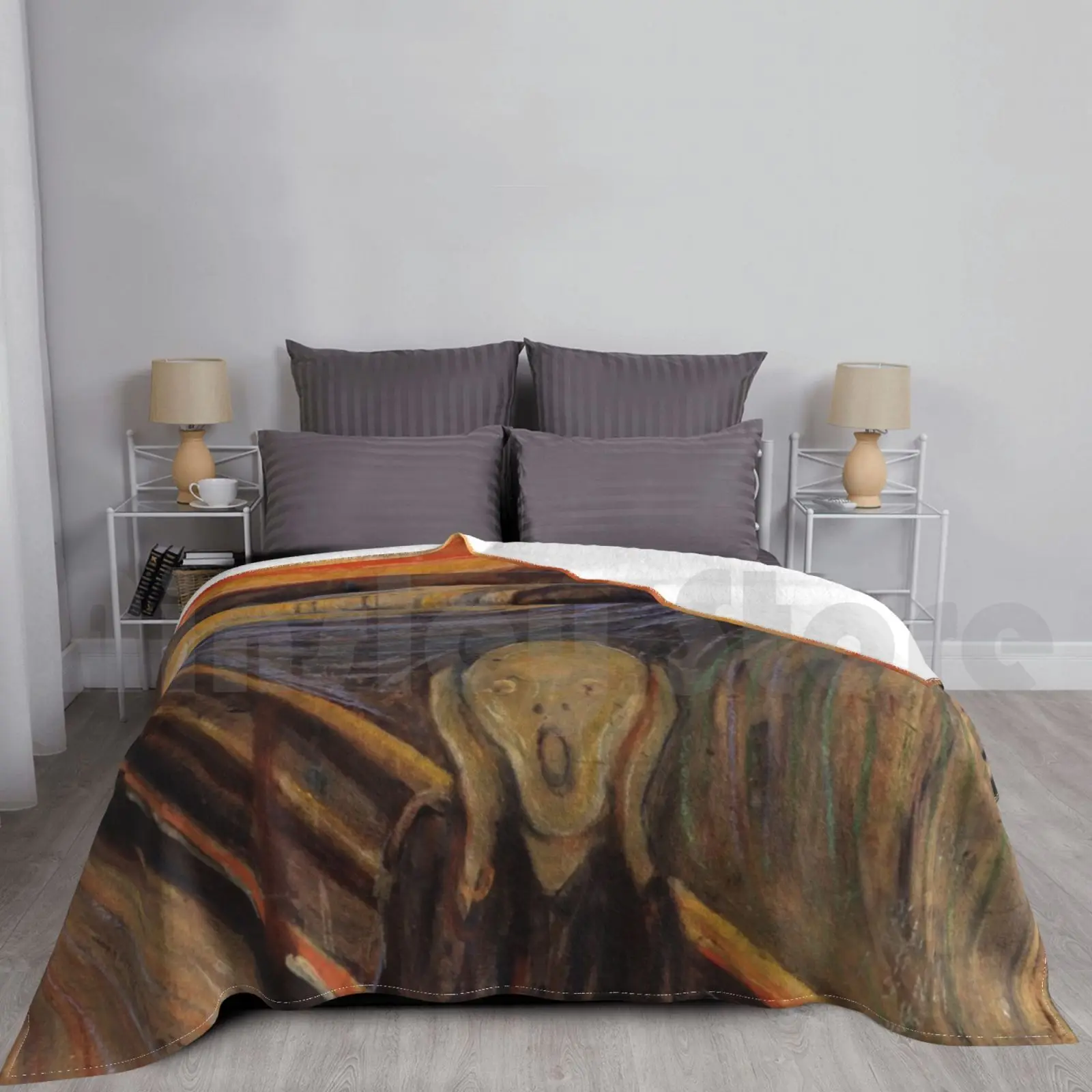 Munch's Scream Blanket Fashion Custom Scream Madness Munch 19th Century Modern Art Orange