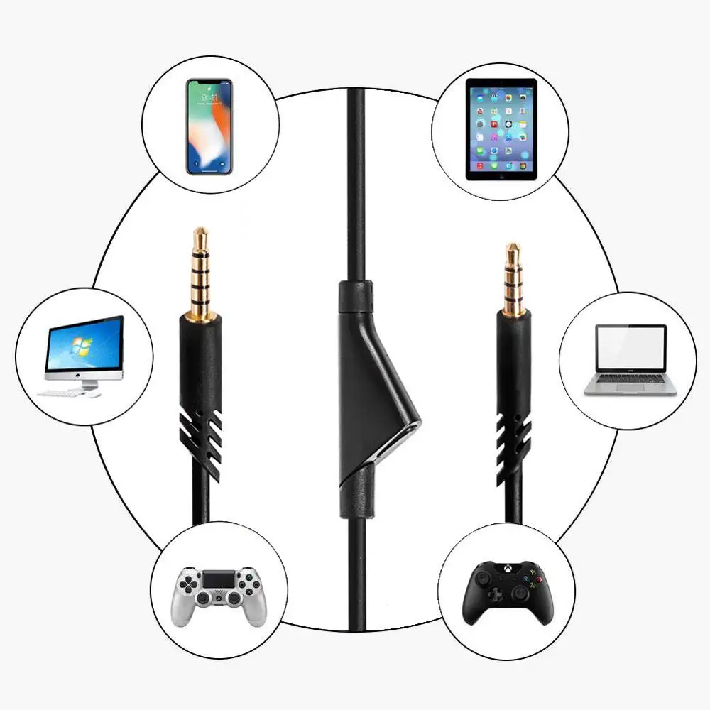 

Replacement 3.5mm Audio Aux Cable for Logitech Astro A10 A40 A30 Headsets TPE Mute Remote Audio Cord High Quality