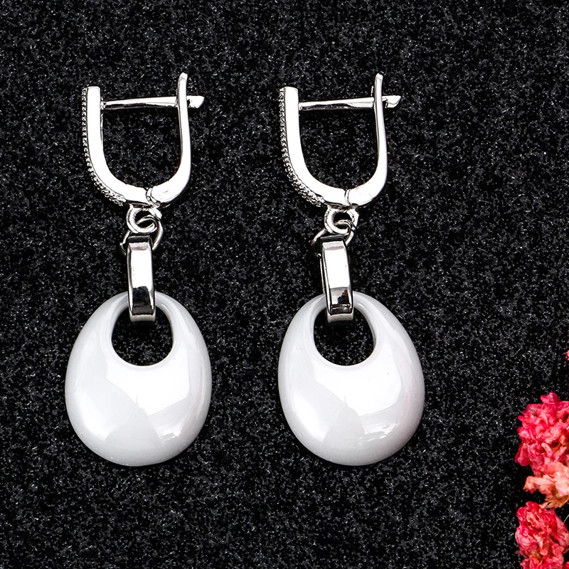 Fashion Elegant Drop Earrings For Women Ceramic Water Drop Black White Pink Blue Color Cute Handmade Earrings Women Jewelry Gift