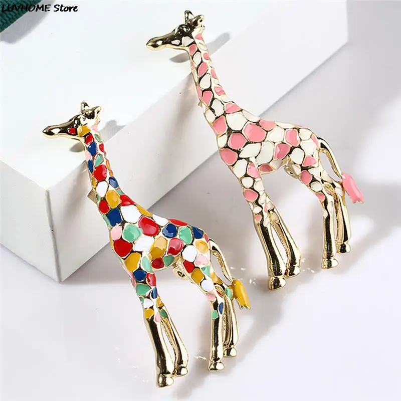 Women Gold Color Enamel Giraffe Brooches Cute Animal Brooch Pin Fashion Jewelry Gift Exquisite Broches for  Kids