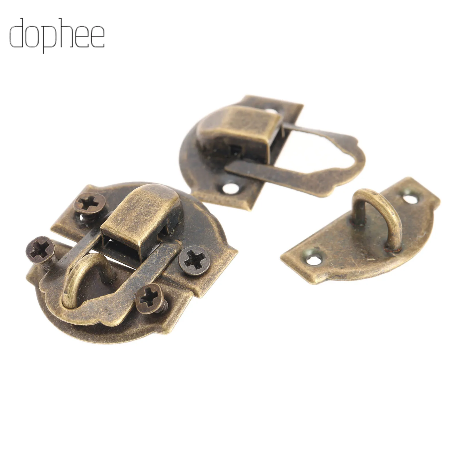 dophee 12pcs Antique Metal Lock 29*27mm Wooden Jewelry Box Decorative Padlock Hasps Latch With Screws Furniture Hardware