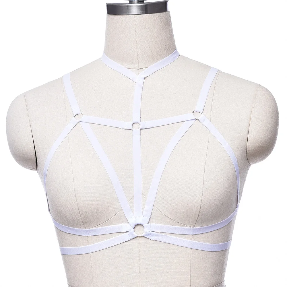 Women Body Harness Crop Tops Cage Bra Punk Goth Dance Festival Rave Wear Harness Soft Belt Lingerie Harness Black Bra