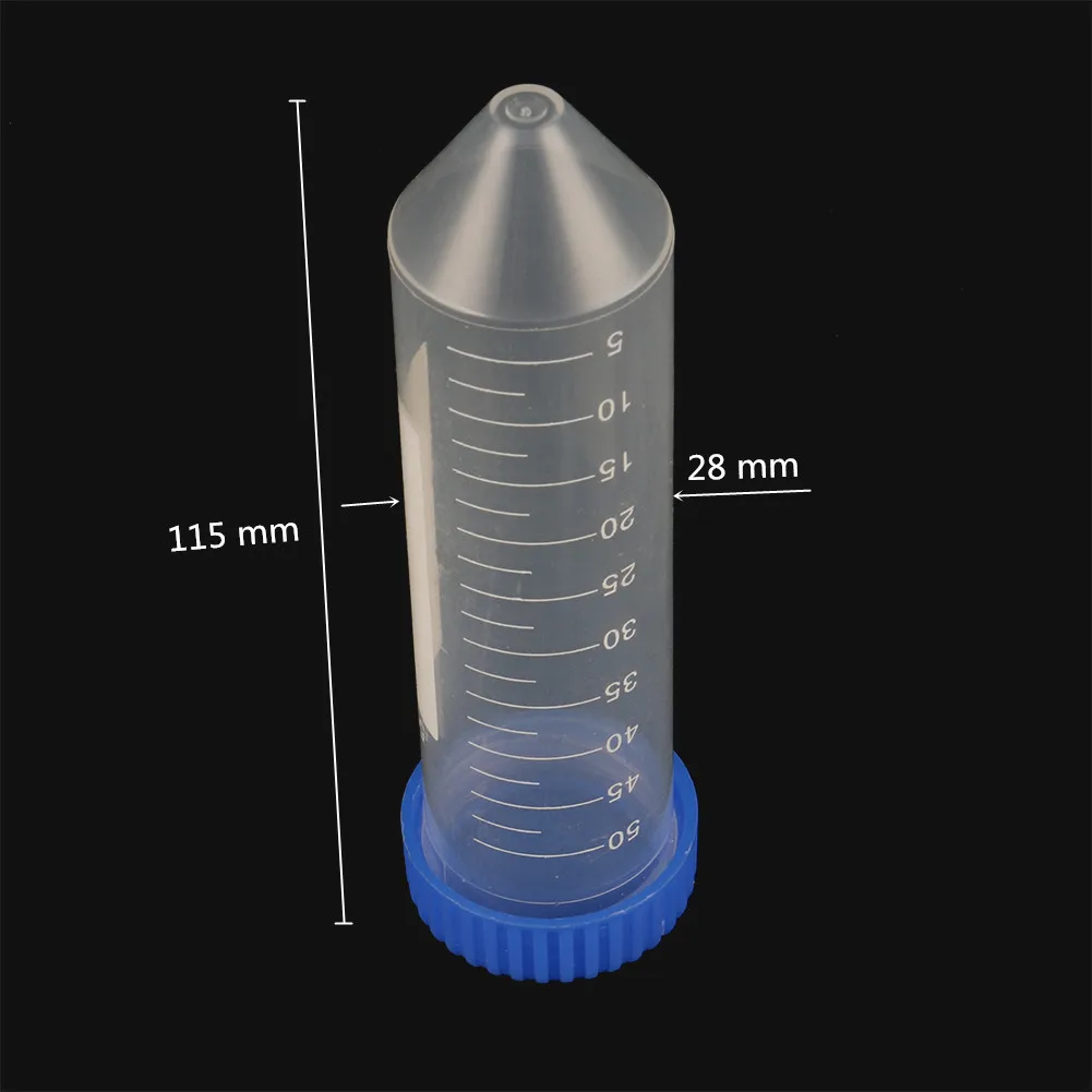 2Pcs 50ml Plastic Transparent Centrifuge Tube with Scale Centrifugal Tube Free-standing Screw Cap Cone Bottom Laboratory Tool