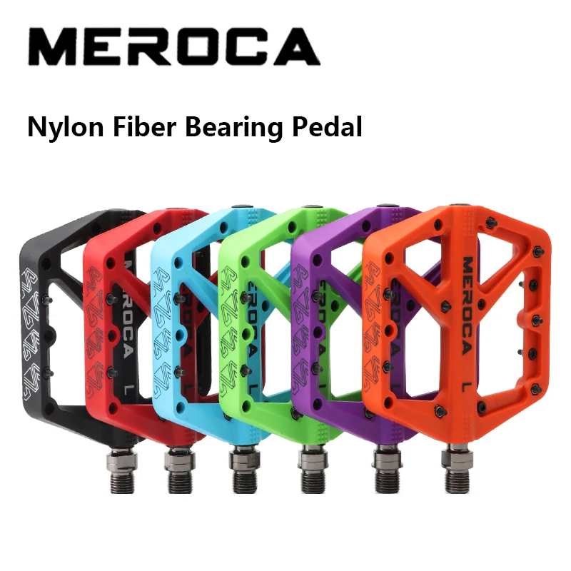 Meroca Bike Pedal Nylon Fiber Bearing Pedal For MTB Lightweight Extra Large Size Non-slip Wear-resistant Bicycle Accessories