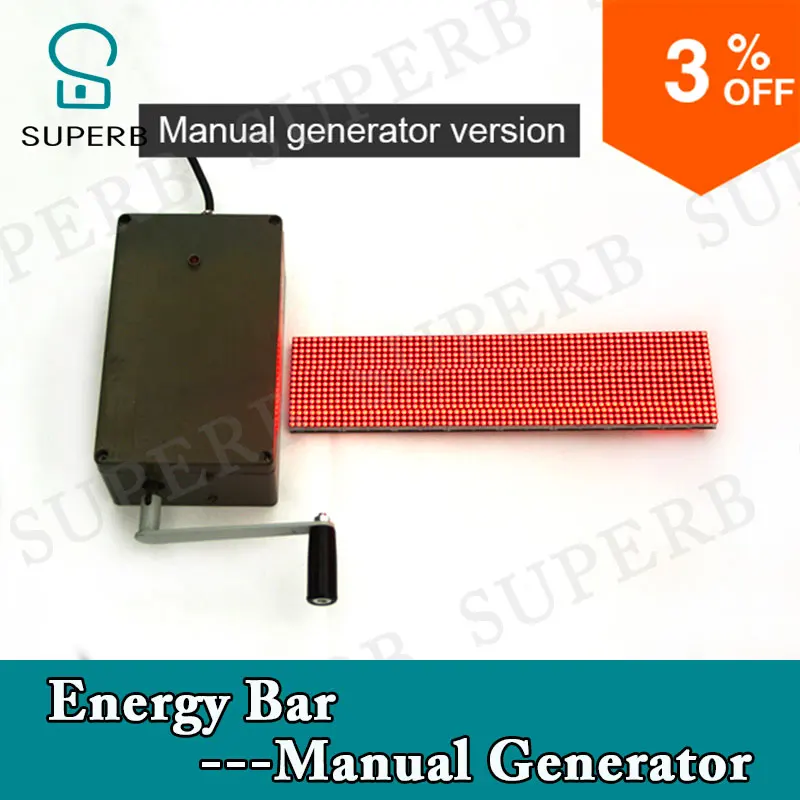 

Superb escape room prop Energy bar manual generator version keep rotating handle quickly to full-fill the energy bar and unlock