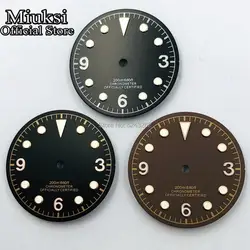 Miuksi 30.5mm black coffee watch dial luminous fit NH35 NH36 ETA2824 2836 Mingzhu DG2813 3804 Miyota 8205 8215 821A movement