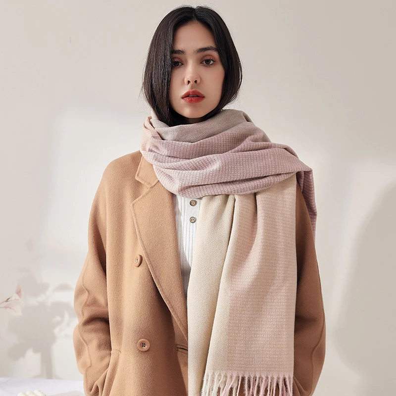 Fashion Imitation Cashmere Women Vintage Sweet Mixed color Scarf Winter Warm Shawl knitted Elegant Casual Female Thick Long Wrap