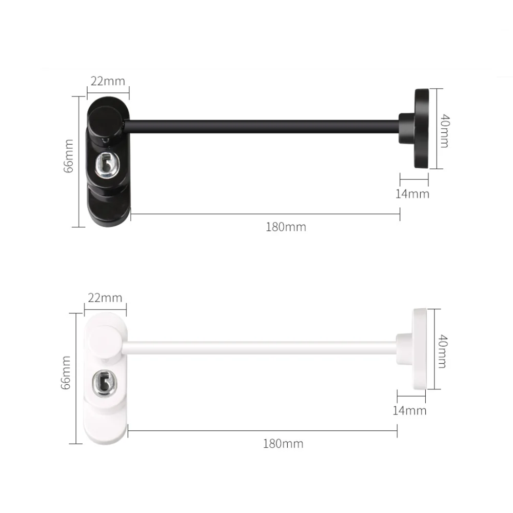 2 Stuks Wit Zwart Afneembare Veiligheidskettinghouder Met Sleutel En Schroeven Raam Kind Veiligheid