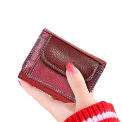 Beth-Mini portefeuille en cuir véritable pour femme, porte-cartes de luxe pour femme, sac d'argent mince pour femme, porte-monnaie, mode vache