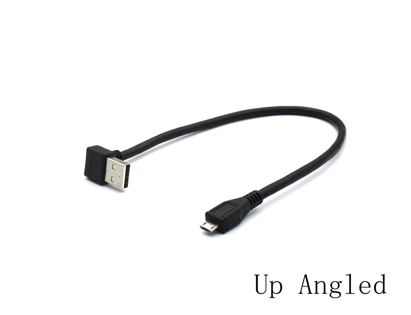 Вверх и вниз Угловой 90 градусов USB 2,0 AM штекер к микро usb штекер прямой зарядный кабель для передачи данных для планшета мобильный телефон 25 см