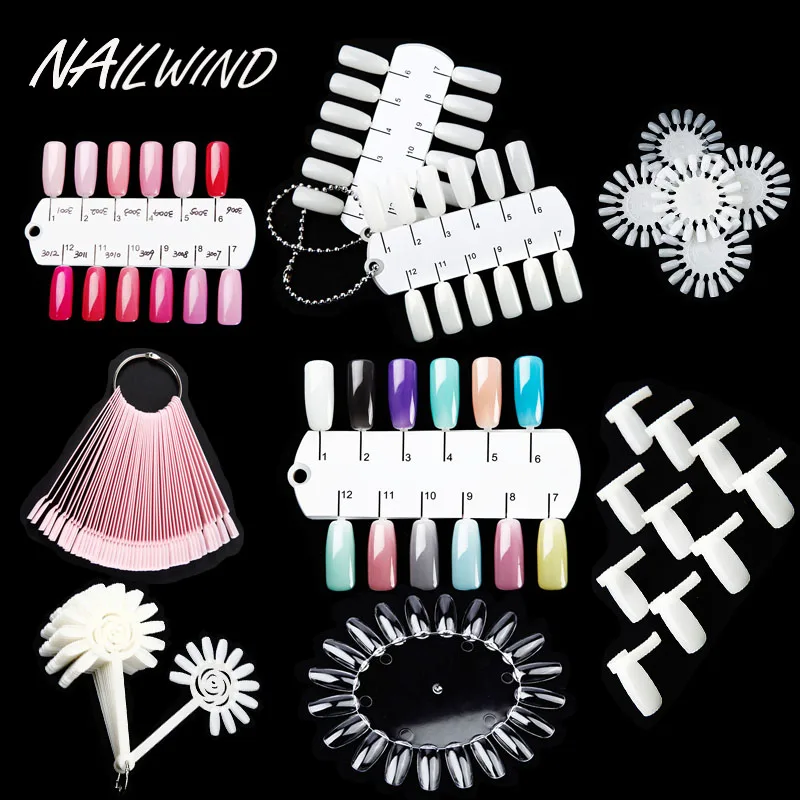 

Nailwind False Nail Tips Card Buckle Ring Nail Art Practice Display Tools For Manicure nail decoration show tool 16 Patterns