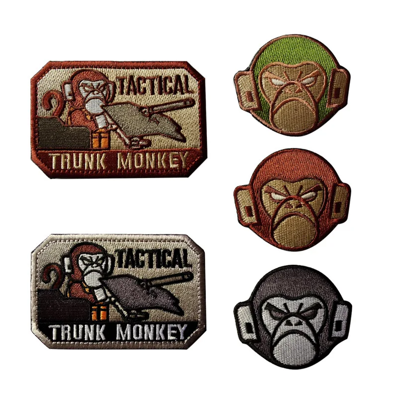 American Tactical Trunk Monkey Embroidery Hook and Loop Patch Cloth Tactical Badge Armband Outdoor Army Fan Military Bag Sticker