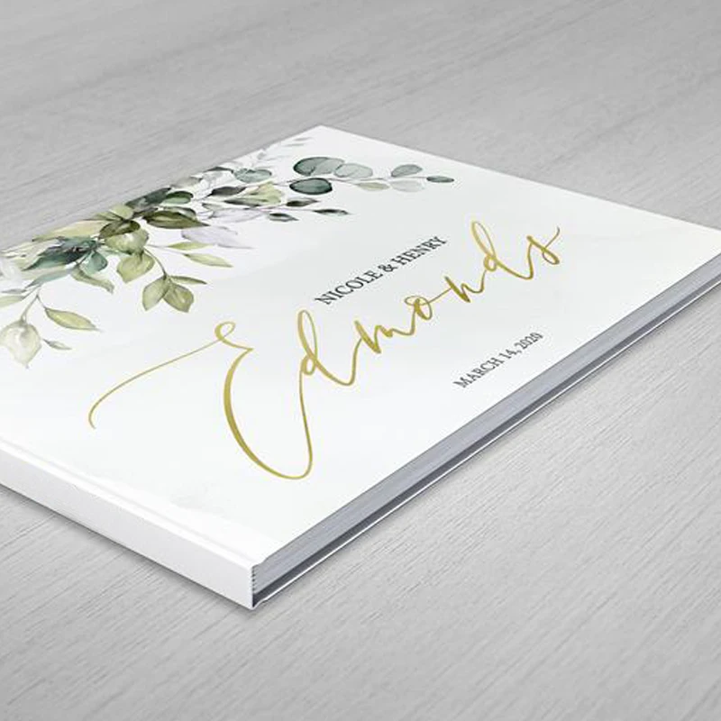 Personalized Wedding Guest Book Greenery  Alternatives,Wreath Guestbook,White Wedding Guestbook Album,Custom Names Wedding Gifts