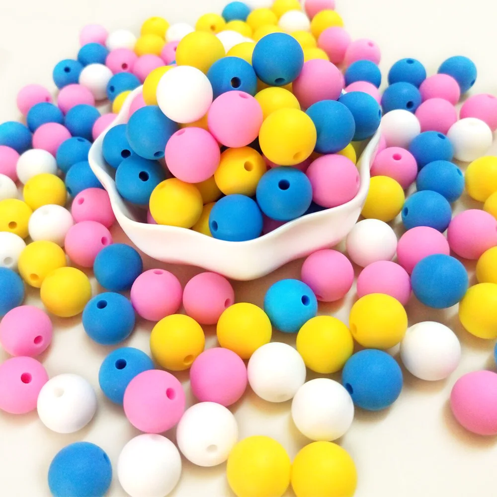 BOBO.BOX 15mm 10pcs/lot Silicone Beads Baby Teething Beads Baby Teether Safe Food Grade Nursing Chewing Round Fashion Beads