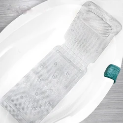 Bathroom anti-slip mat PVC hollow with pillow suction cup anti-slip bathtub mat 125*36cm white bath cushion