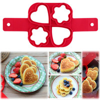 Drop Ship 4 Slots Love/Flower Silicone Fast & Easy Way To Make Perfect Cooking Diy Pancakes Tool Fry Pancake Mold Mould