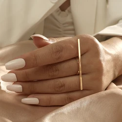 18KGP Fashion Long Square Bar Ring For Women