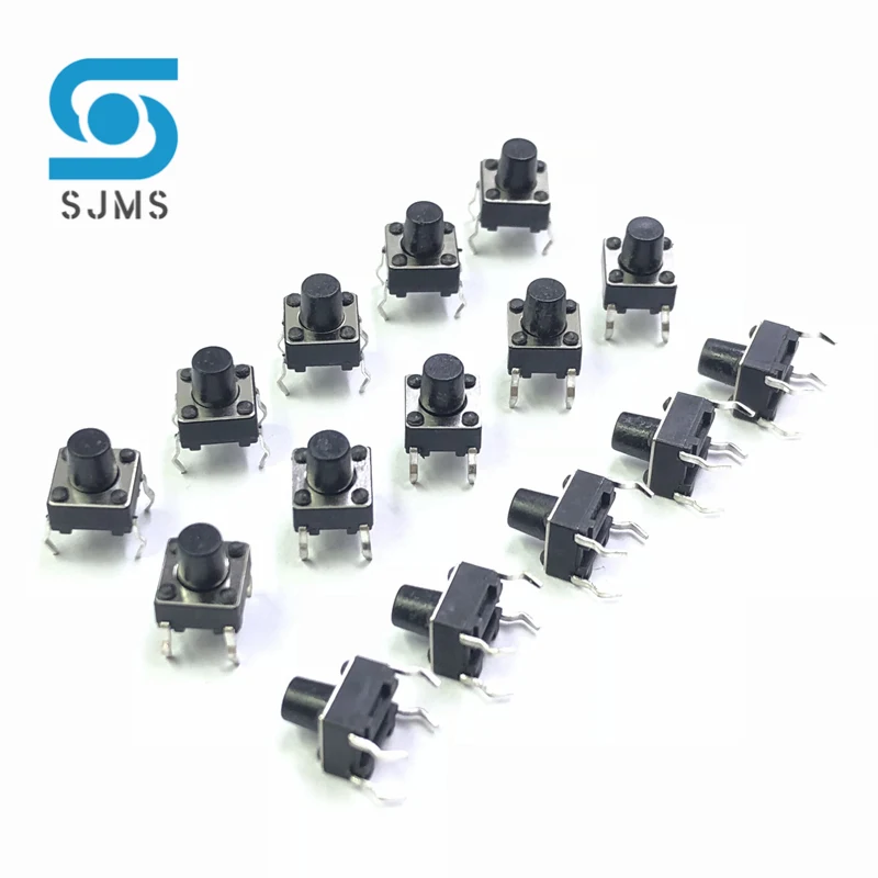 SJMS 20PCS 6*6*7 Tact Switch Push Button DIP 4 Pin Tactile Push button 6X6X7 mm Micro Switch Touch Button Tactile Reset switch