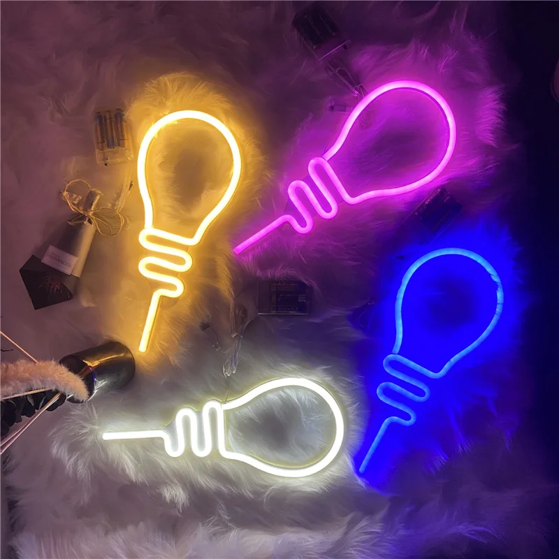 

Light Bulb Shape Neon Sign Wall Hanging Lightning Battery/USB Led Neon Lights for Room Party Home Bar Decoration Gift Night Lamp