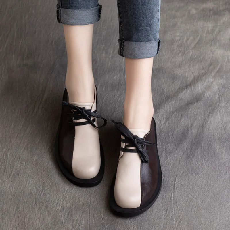 Genuine Leather Flats Women Spring Shoes Slip On Loafers Women Casual Leather Soft Ballat Flats Handmade 2021 Dress Shoes Women