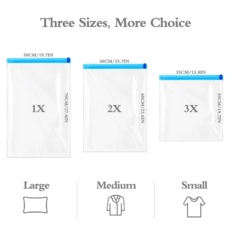 Travel Luggage Air-Free Hand-Rolled Vacuum Compression Bag Transparent Clothing Storage Bag Household Finishing Packing Bag