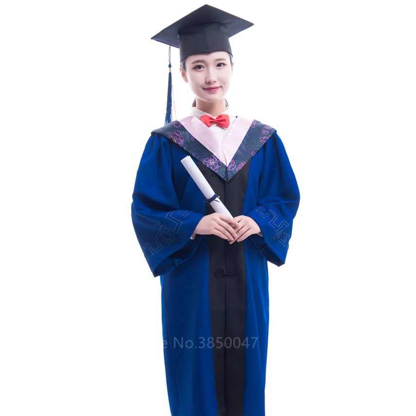 Uniforme de estudiante universitario para niña, uniforme de graduación, conjunto de ropa escolar, chaqueta y sombrero para hombre y mujer