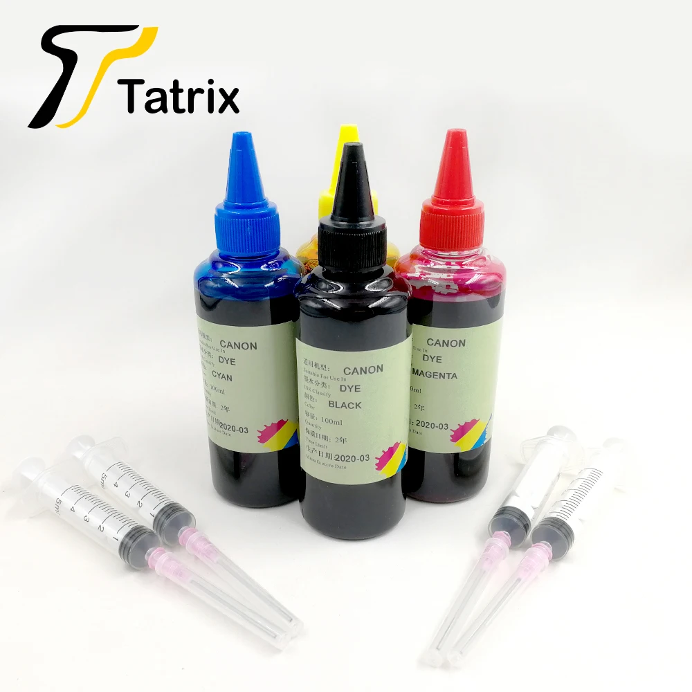 Tatrix 4 bottles 100ML Canon series Refill ink For Canon cartridges , Dye Ink Photo Ink for Canon Desktop / All-in-One printer