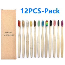 Charcoal Bamboo Toothbrush 12/10 pcs Toothbrushes Natural Eco-Friendly Biodegradable Oral Care Healthy Wood Toothbrush