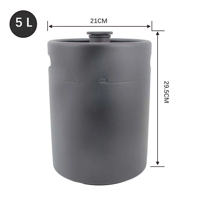 5L/169oz Black Insulated Double Walled Mini Keg SUS304 Beer Barrel Brewery Growler Portable Camping Picnic Keg