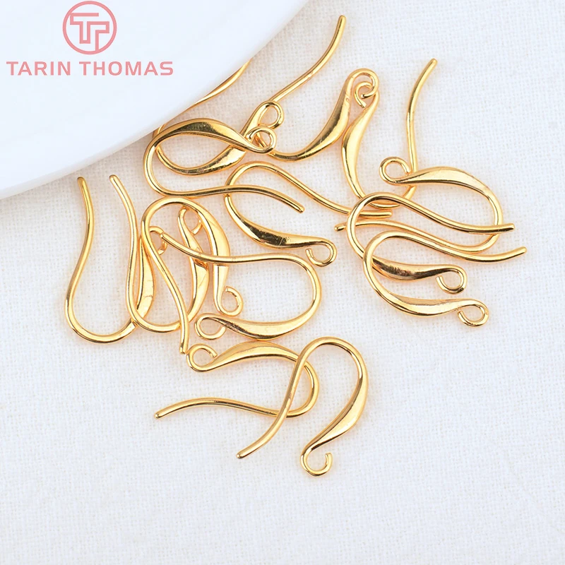 (2114)12PCS 12MM 24K Gold Color Brass Earrings Hook High Quality DIY Jewelry Making Findings Accessories Wholesales