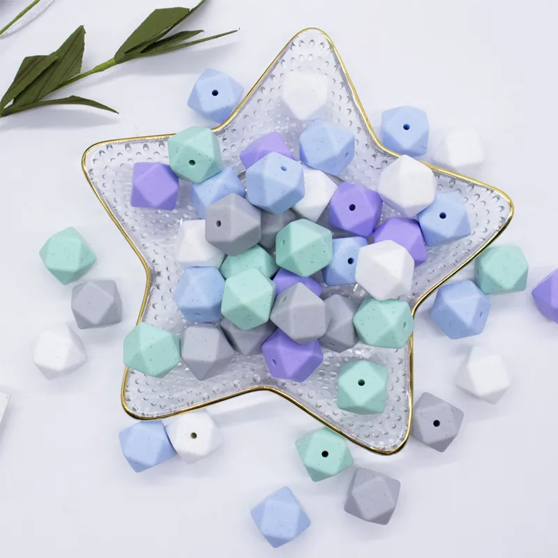 10pcs 14mm Hexagon Silicone Beads Baby Teether BPA Free DIY Necklace Pacifier Chain Baby Teething Care Infant Toy