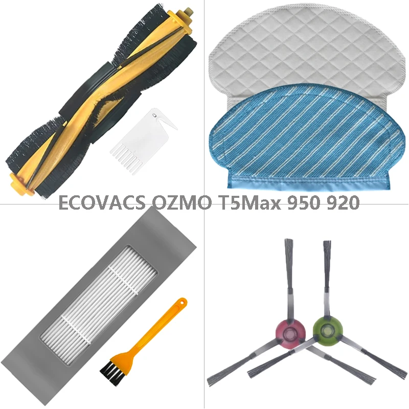 Disposable Mop Cloth Hepa Filter Accessories For ECOVACS OZMO 950 920 T5Max Vacuum Cleaner Main Side Brush Parts Accessories