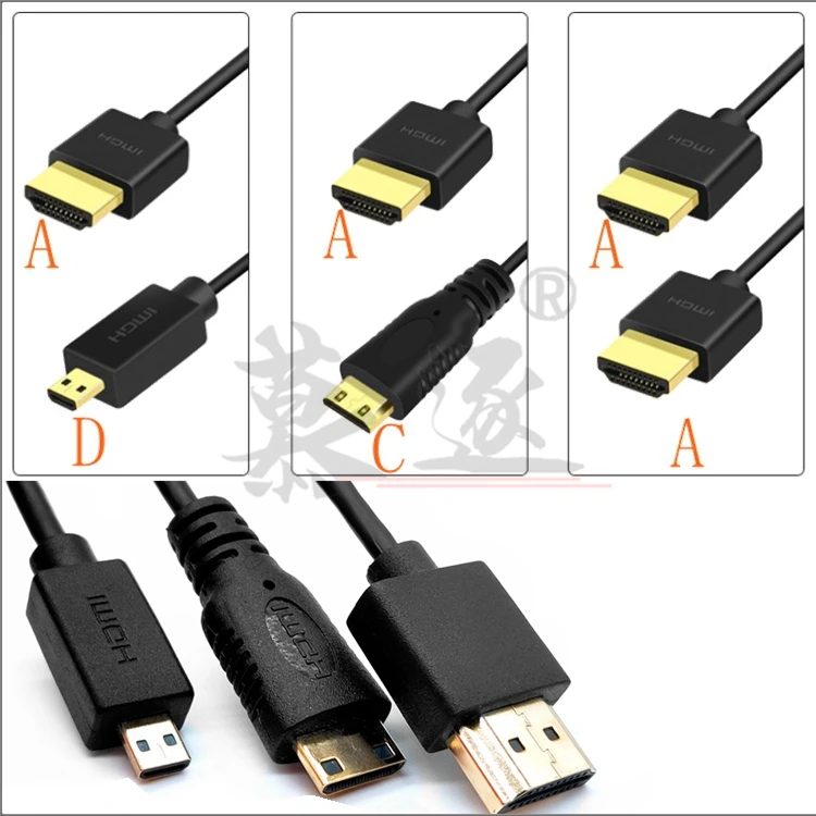 0,3 M 0,6 M OD 3,0mm Super Weiche Micro HD-kompatibel & Mini HD-kompatibel männlichen Dünnen kabel 2k 4k hd @ 60hz Licht-gew
