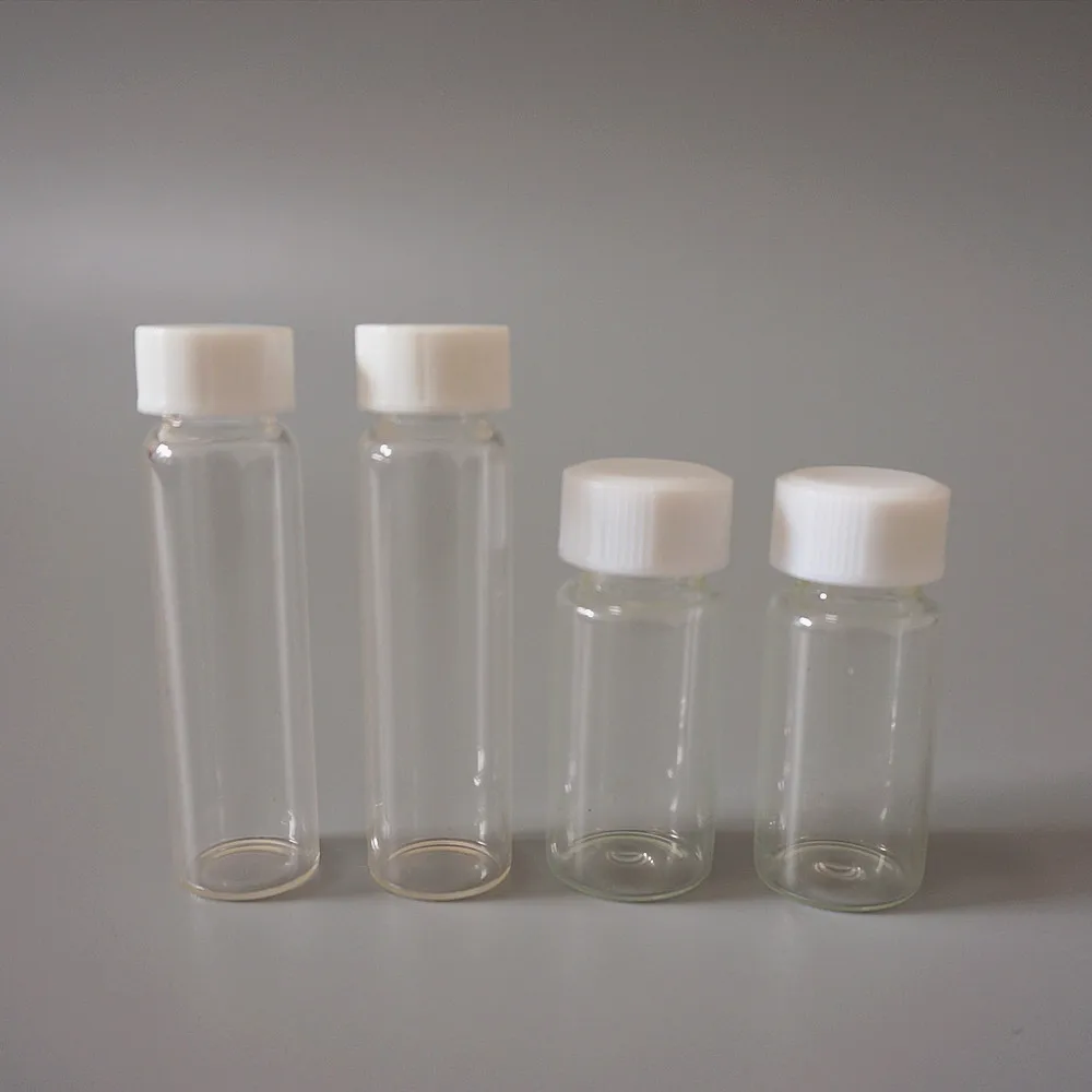

20pcs to 100pcs 10ml Lab Clear Glass Sample Bottle Clear Reagent Vial with Screw Plastic Cap and PE Pad