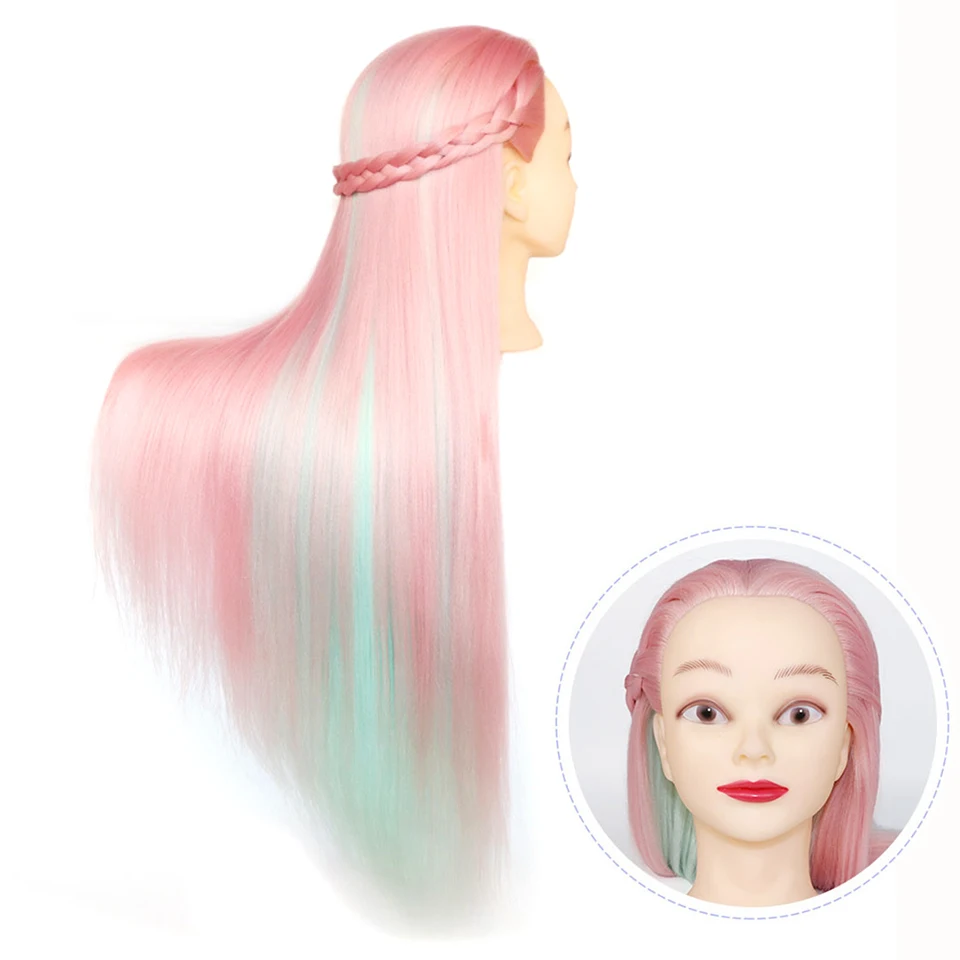 

Two-color Training head For Braiding Hairstyle Doll Head Hairdressing 100% High Temperature Fiber Colorful Manequin Head 65-70cm