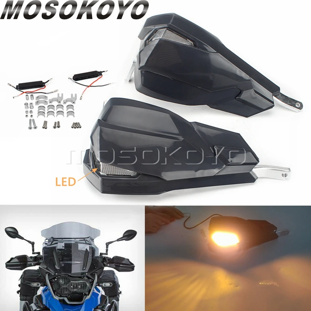

1Pair Motorcycle LED Handguards Hand Guard 22mm 25mm 28mm Handlebar Protection For Honda Suzuki Kawasaki Yamaha BMW Street Bik