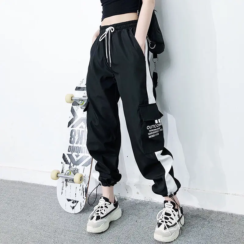 2022 cargo pants summer women High waist pants loose joggers pants streetwear punk black capris trousers Korean Harem Pants