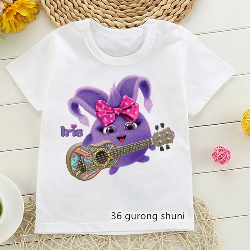 Kaos anak perempuan motif kartun, baju atasan anak perempuan modis, Kaus anak laki-laki menyenangkan musim panas, kaus gambar kartun Sunny Bunnies