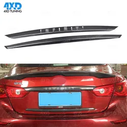 2pcs Rear Trunk trim For Infiniti 2014-17 Q50 Q50S Dry Carbon Fiber Rear Bumper Trunk Plate Trim Cover With Logo
