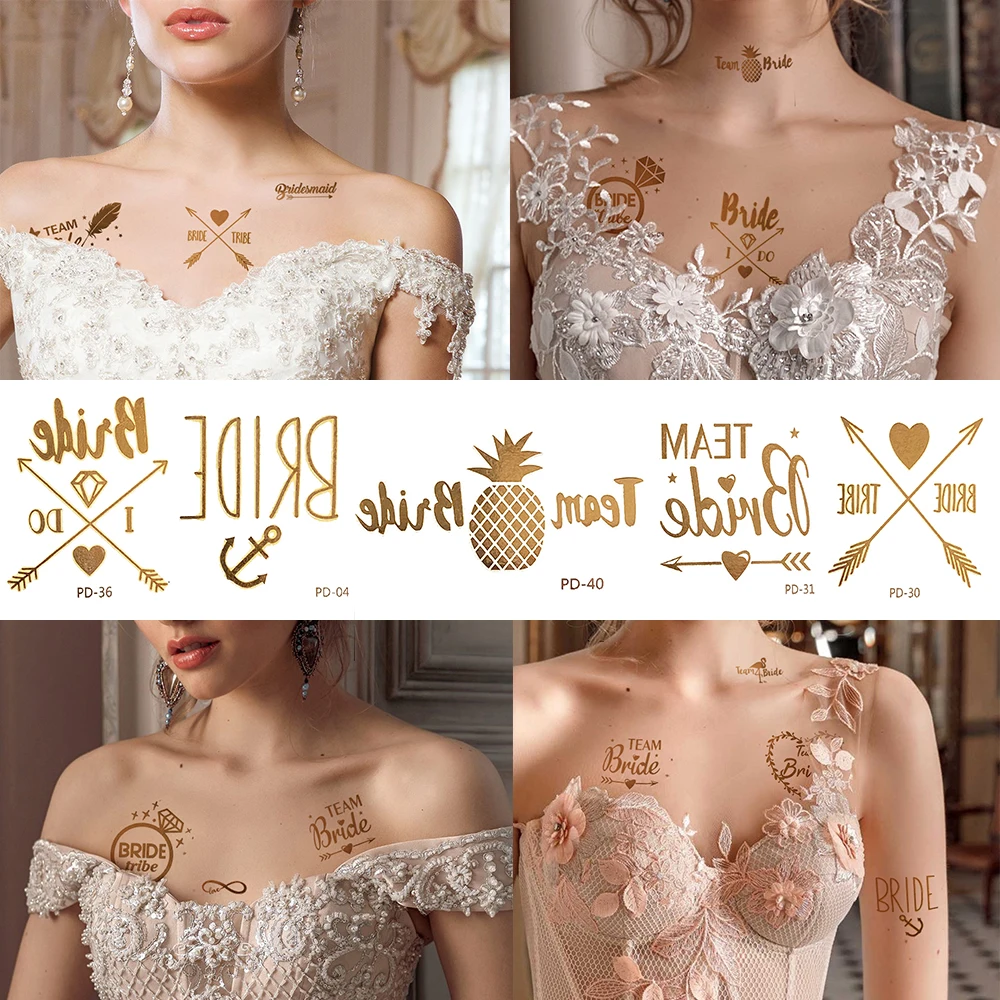 

10pcs Glitter Tiny Temporary Tattoos Fake Arrow Love Decoration Tattoo Bride Bridesmaid Marrige Accessories Tatoos For Wedding