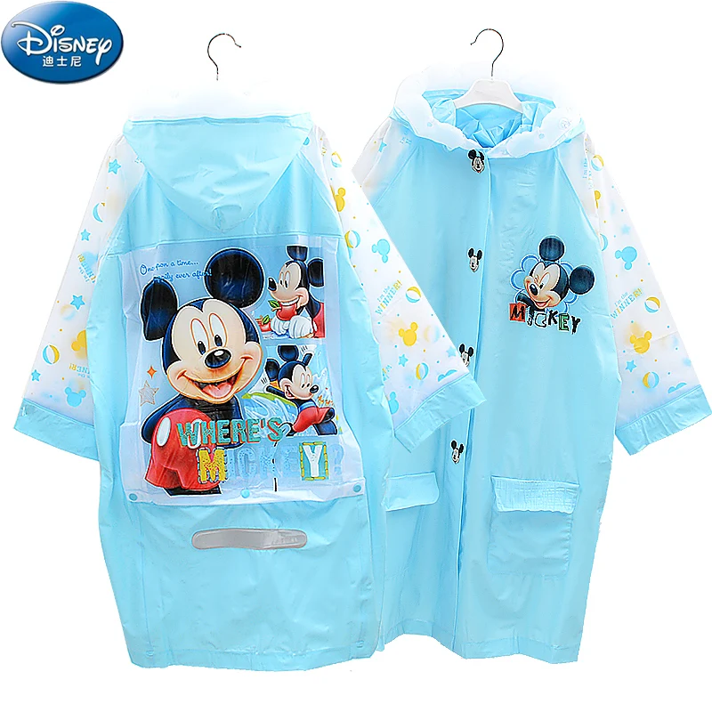 Disney Children Raincoat Poncho Boy Mickey Raincoat with Schoolbag Bit Cartoon Kid Student Raincoat Girl Minnie Raincoat Gifts