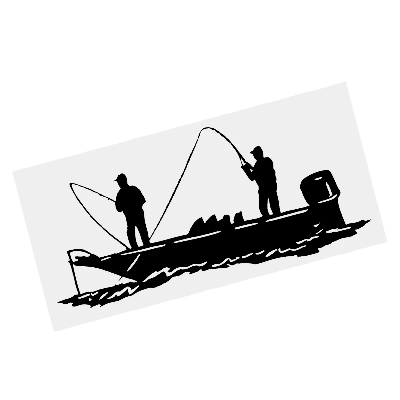 

S61296 # Fishermen on a Boat Black Transparent Car Sticker Vinyl Decal Waterproof Decors for Motorcycle Bumper Laptop