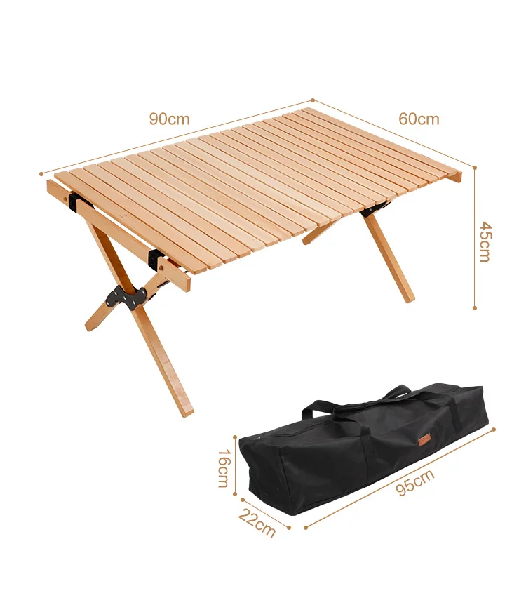 Hitorhike Camping Table Folding Egg Roll Wooden Table 30kg Bearing Triangle Stable Garden Travel Hiking BBQ Accessories