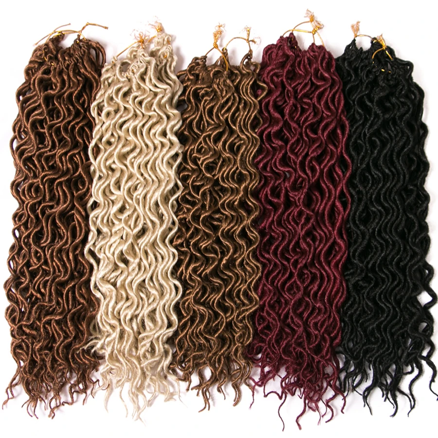 

Faux Locs curly Hair Synthetic 16 inch Crochet Braid hair 75g/pcs,24 Strands/piece Braiding Hair extensions Black Blonde