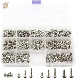 1100pcs M1.7 M2 M2.3 M2.6 PWA Cross Round Head with Washer Self Tapping Screw Phillips Truss Head Self Tapping Screws Wafer Head