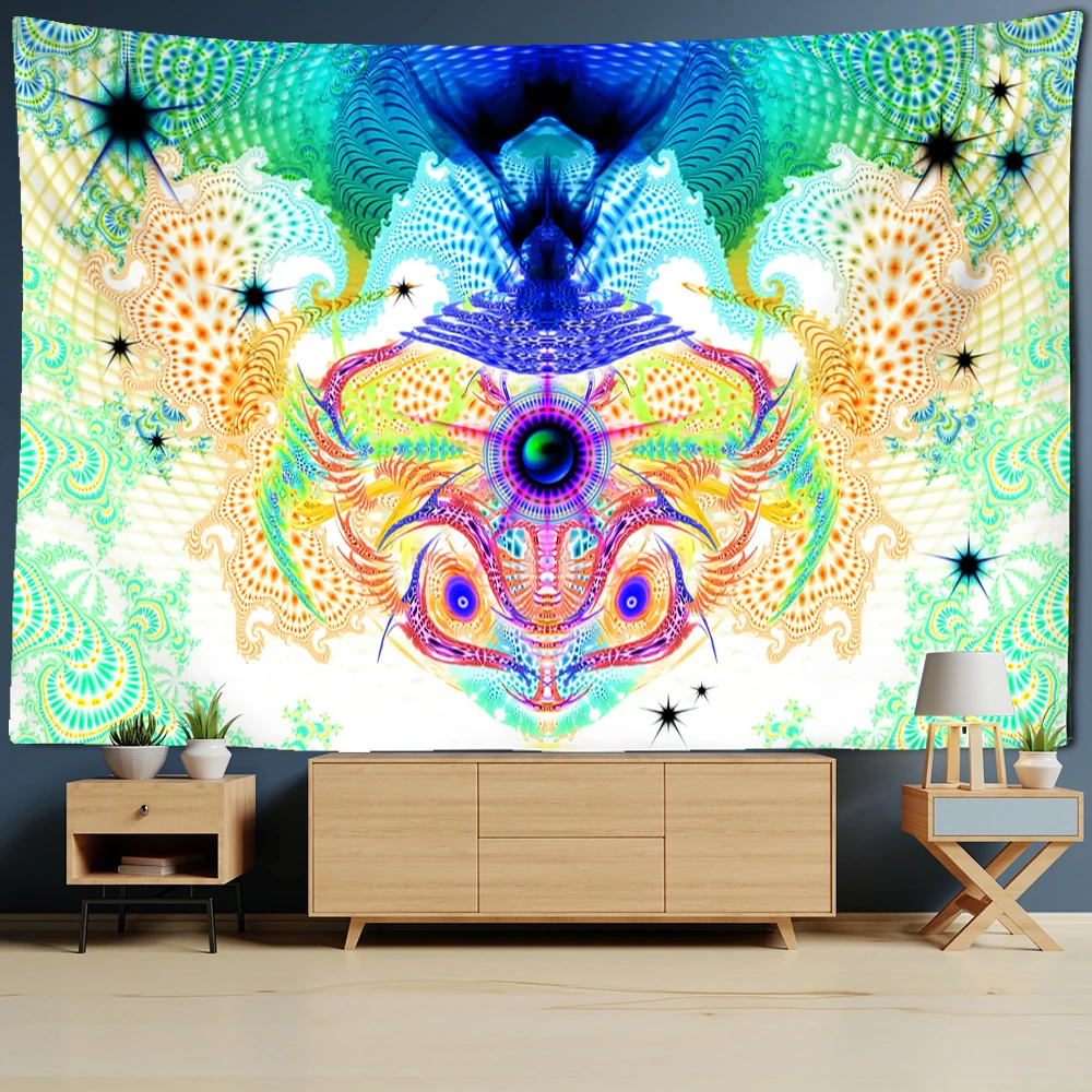 

Psychedelic Eyes Tapestry Wall Hanging Witchcraft Abstract Colorful Dark Dormitory Grim Reaper Hippie Tapiz Art Home Decor