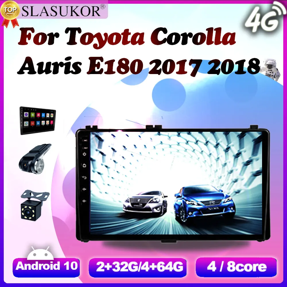 

Carplay Android 10 для Toyota Corolla 11 Auris E180 2017 2018 мультимедийный стерео плеер навигация GPS Авторадио Carplay No 2 Din