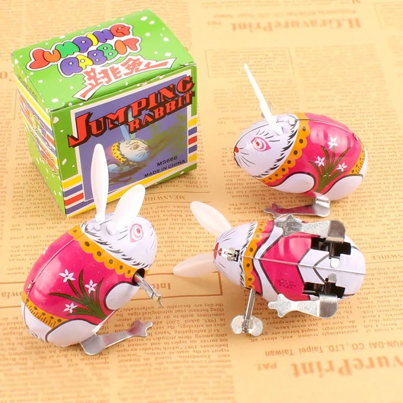 Nostalgic Clockwork Toys Baby Toys Classic Tin Frog Tin Bunny Tin Mouse Tin Tank Wind-up Tin Rooster