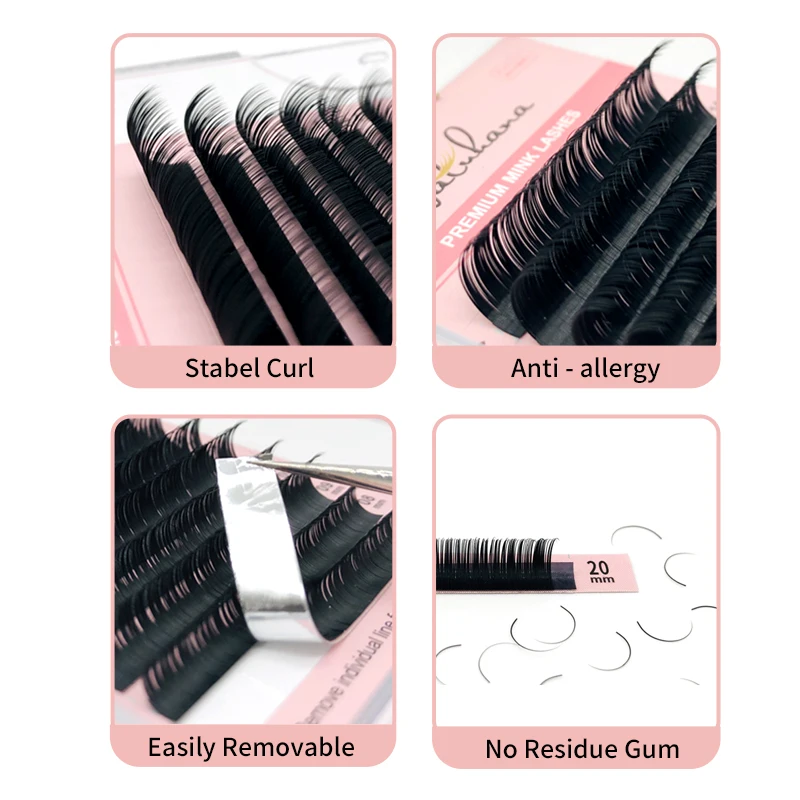 Super Long Length Eyelash Extension C D 8-25 mm Korean PBT False Mink Eyelashes Individual Synthetic Silk Fake Lashes NATUHANA